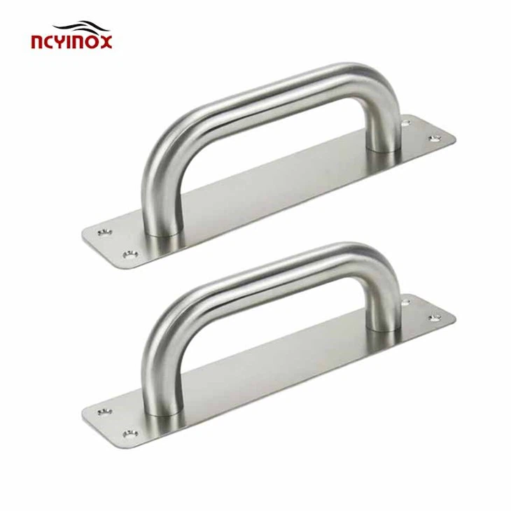 Stainless Steel Exterior Glass Door Accessories Warning Door Pull And Push Handle For Supermarket